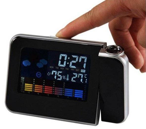 Miniatura Relógio Projetor De Hora Despertador Medidor Temperatura Led