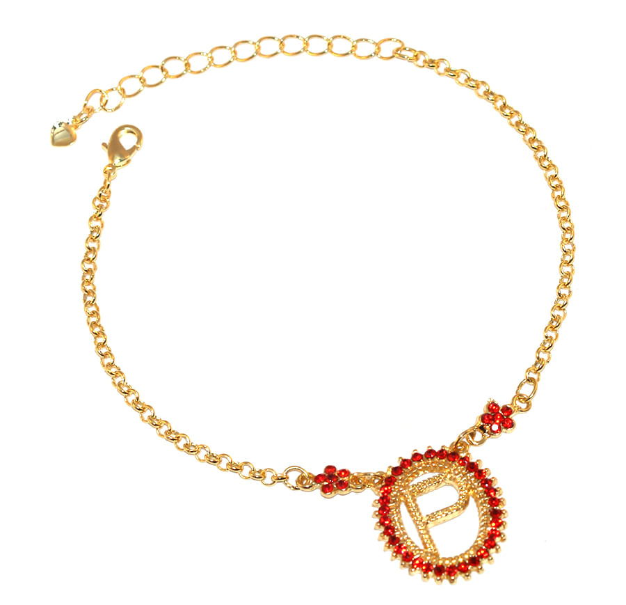 Miniatura Pulseira Simples Inicial Lembrança Folheado Ouro 18k