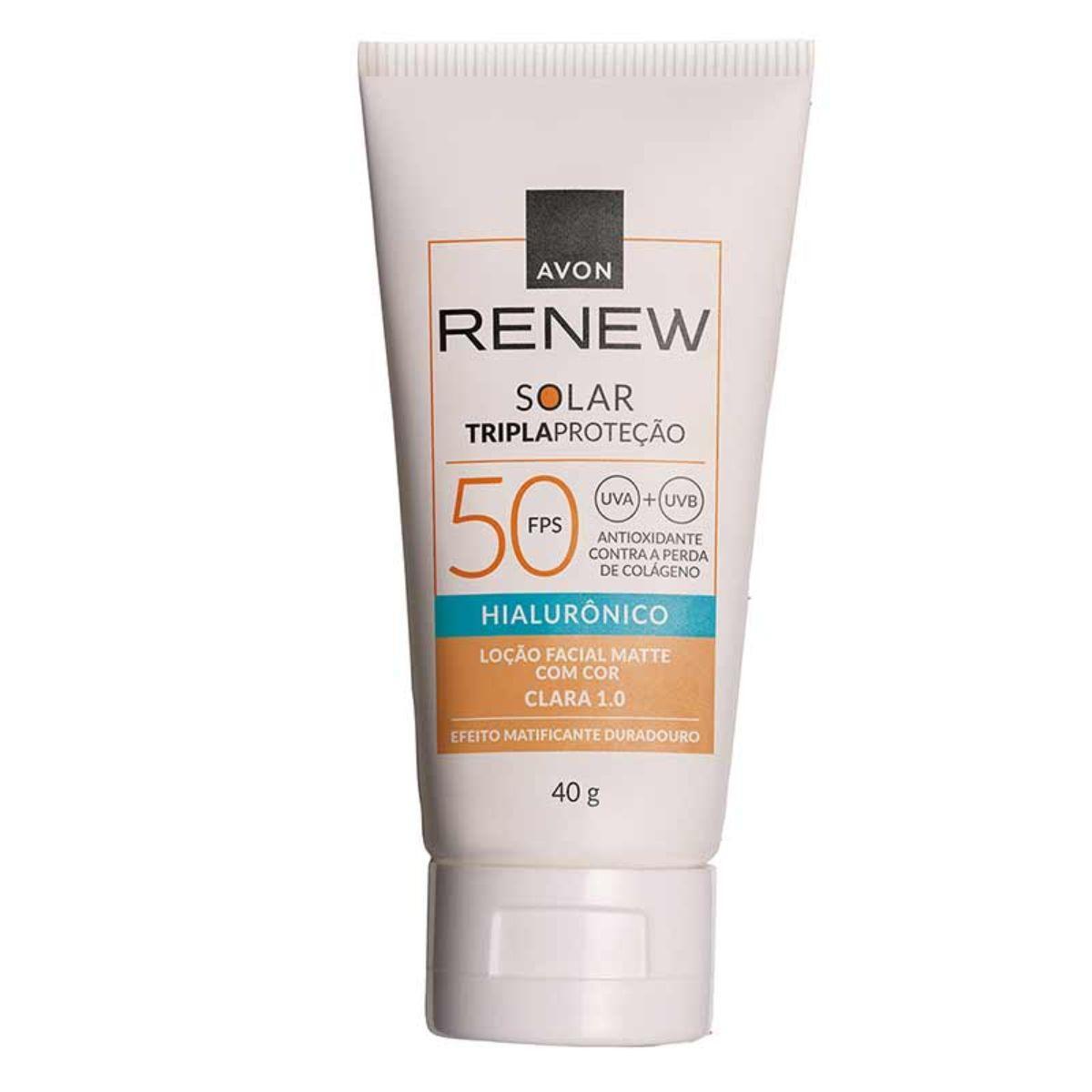 Miniatura Protetor Solar Facial Avon Renew Cor Clara 1.0 Fps 50 40G