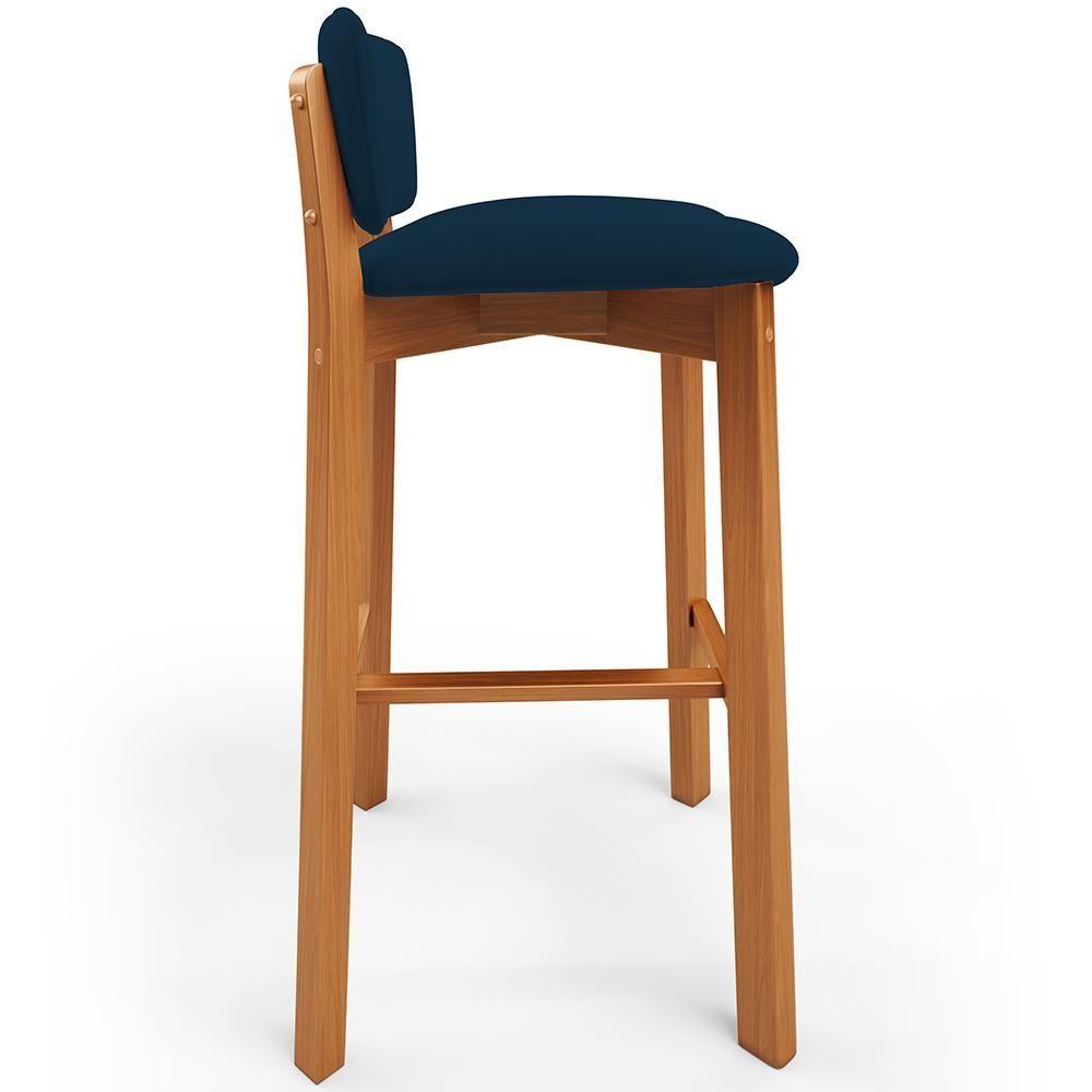 Miniatura Banqueta Alta Para Cozinha Sala De Jantar Bar Dara L02 Suede Azul Marinho - Lyam Decor