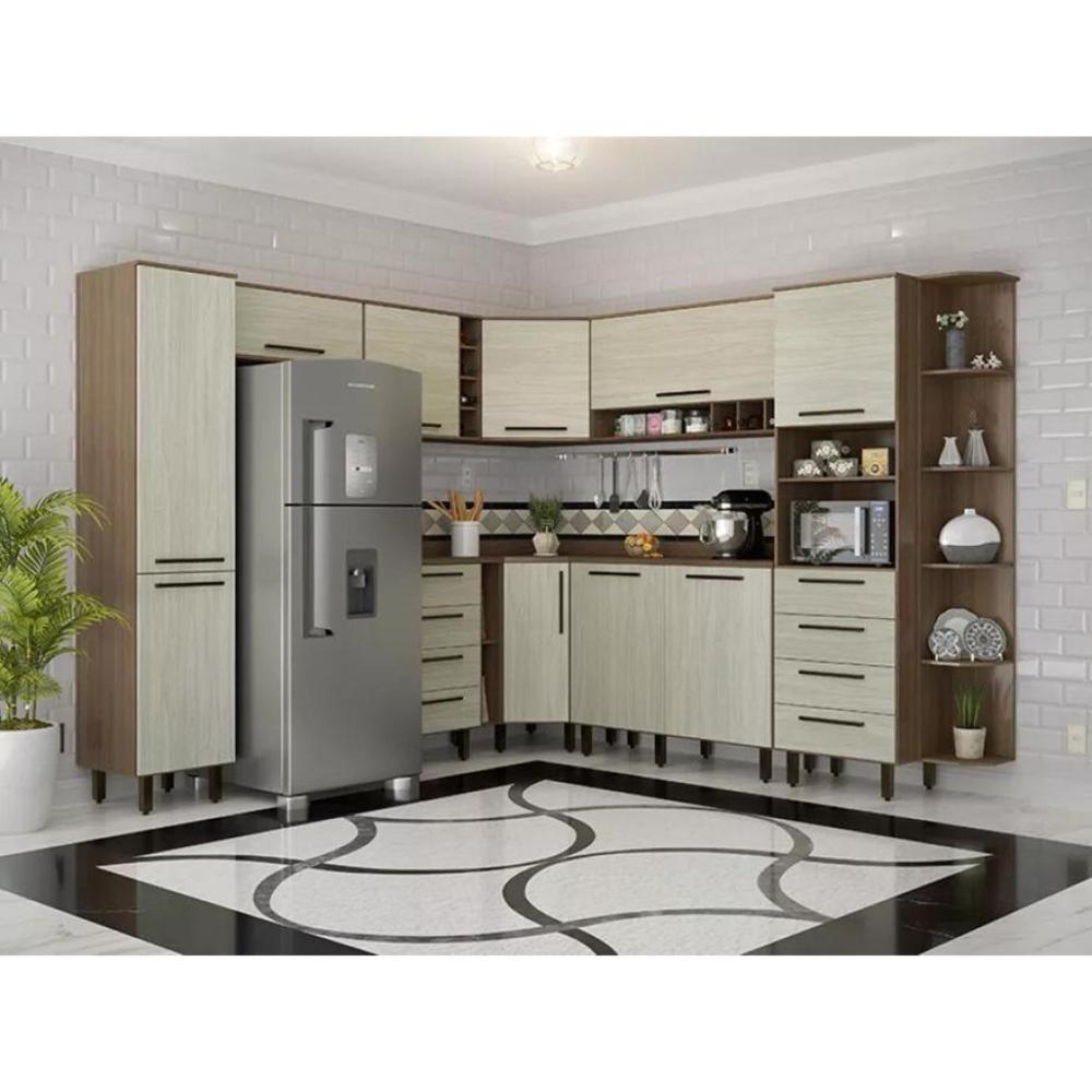 Miniatura Armário Aéreo para Cozinha 1 Porta 90° Evolution Plus Batrol Móveis Tannat/Legno Crema