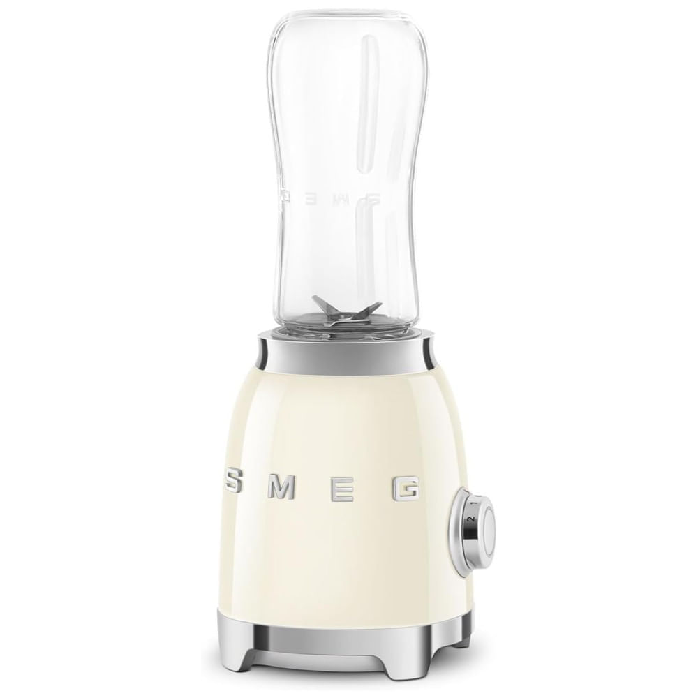 Miniatura Liquidificador Pessoal SMEG 50s Retro Style com Botão Iluminado e Duas Garrafas Livres de BPA de 600 ML - Creme
