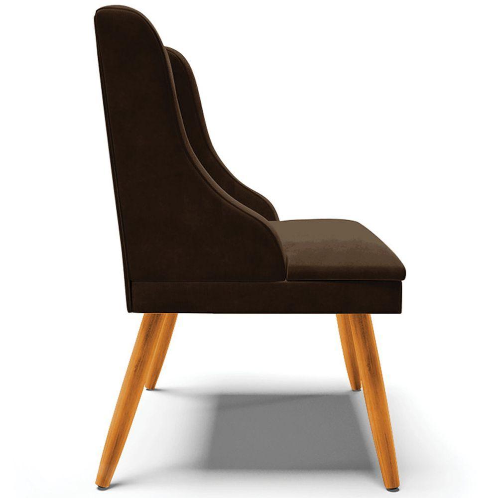 Miniatura Kit 4 Cadeiras Decorativas Sala De Jantar Pés Palito De Madeira Firenze Suede Marrom/natural G19