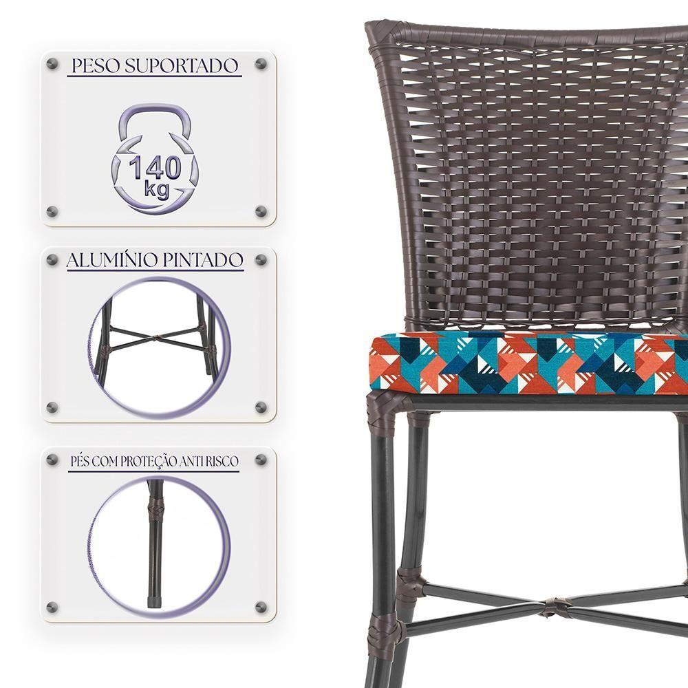 Miniatura Kit 3 Cadeiras Cozinha Sala De Jantar Varanda Em Alumínio E Estofado Impermeavel Tabaco Z22