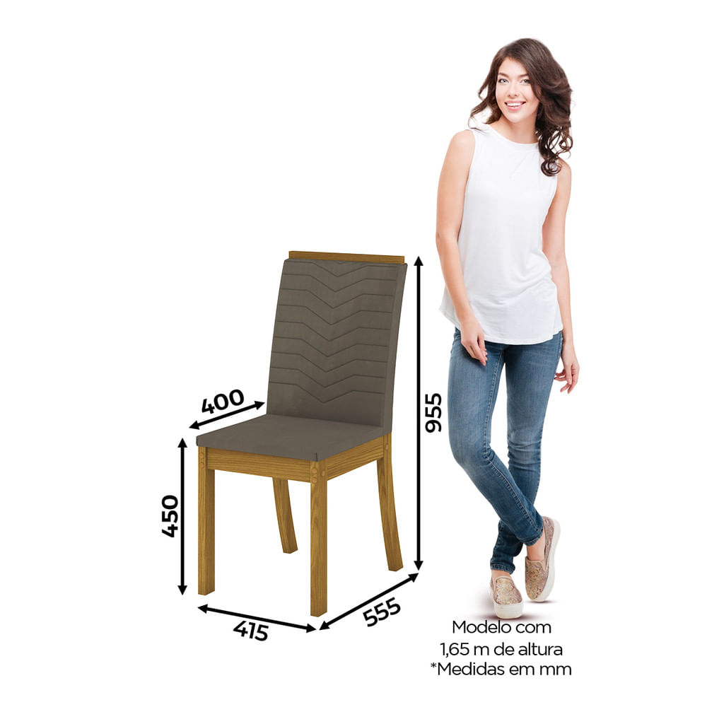 Miniatura Conjunto de 04 Cadeiras Estofadas Dina Henn Nature com Bege