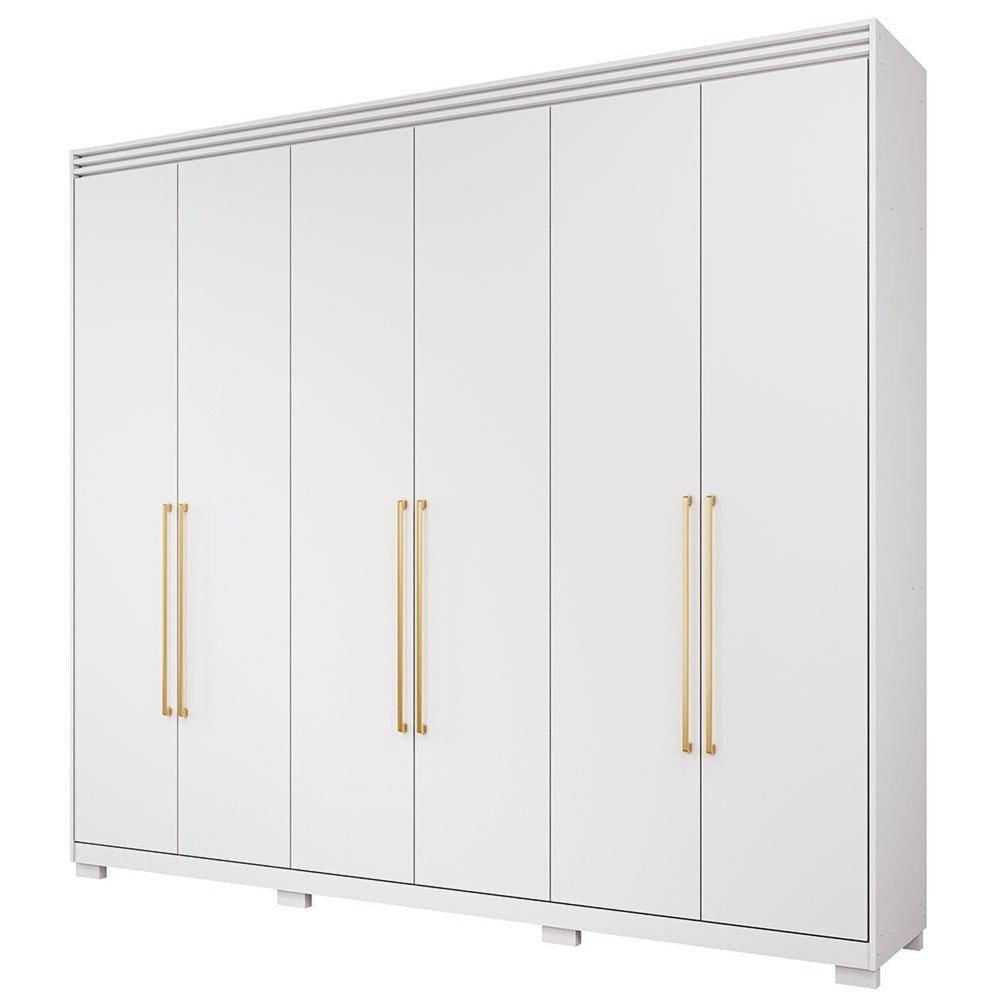 Miniatura Guarda-roupa Casal 240cm 6 Portas 6 Gavetas Espelho Interno Giratório 100% Mdf Turim Espresso Móveis Branco