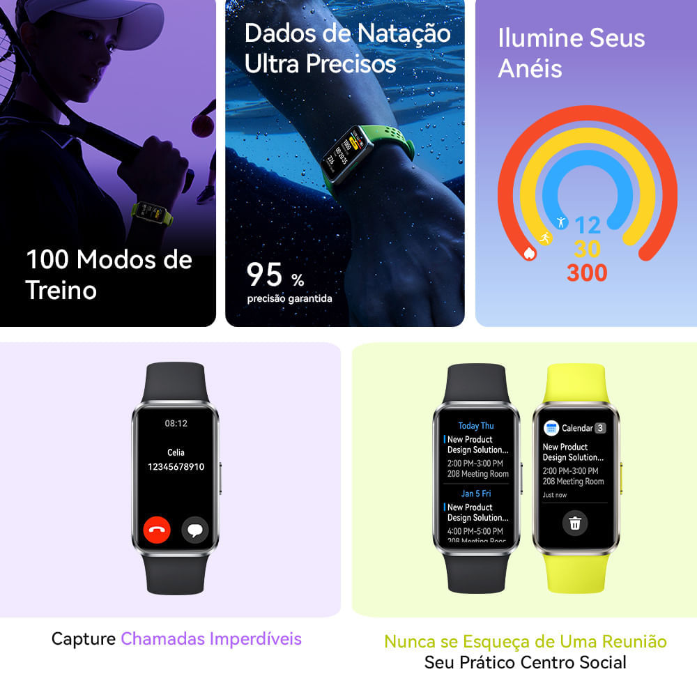 Smartwatch Huawei Band 10 Azul, com Pulseira em Fluoroelastômero, Bluetooth Encomenda - BIVOLT