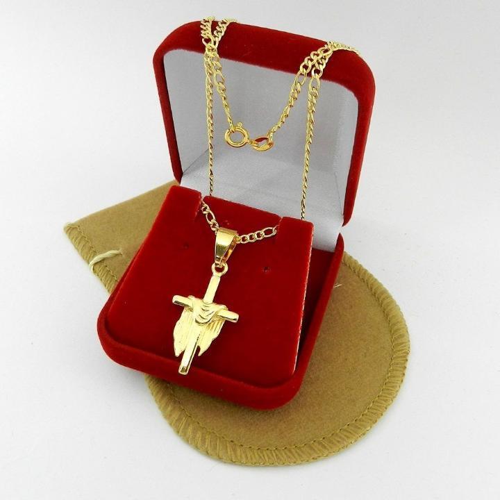 Miniatura Corrente Masculina 80Cm 2Mm Cruz Folheada Ouro Cr434