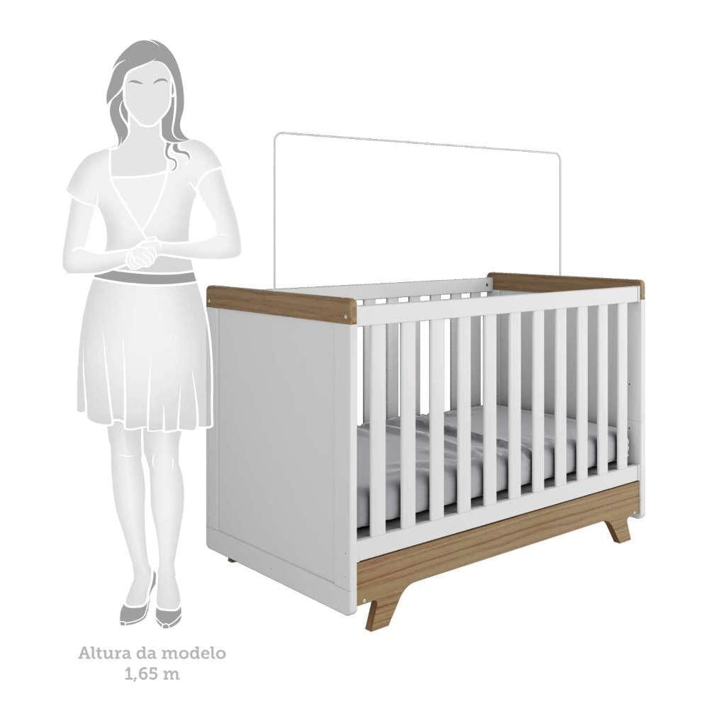 Quarto De Bebê Com Guarda Roupa 4 Portas Com E Berço Retrô Moveis Peroba Branco Brilho/carvalho