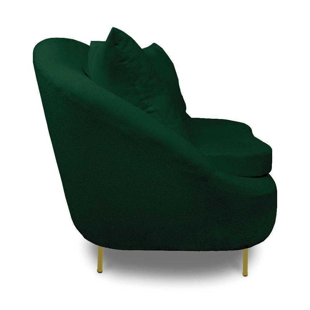 Miniatura Poltrona Decorativa Orgânica Pé Ferro Dou Zaya Bouclê Verde C05 - D'rossi