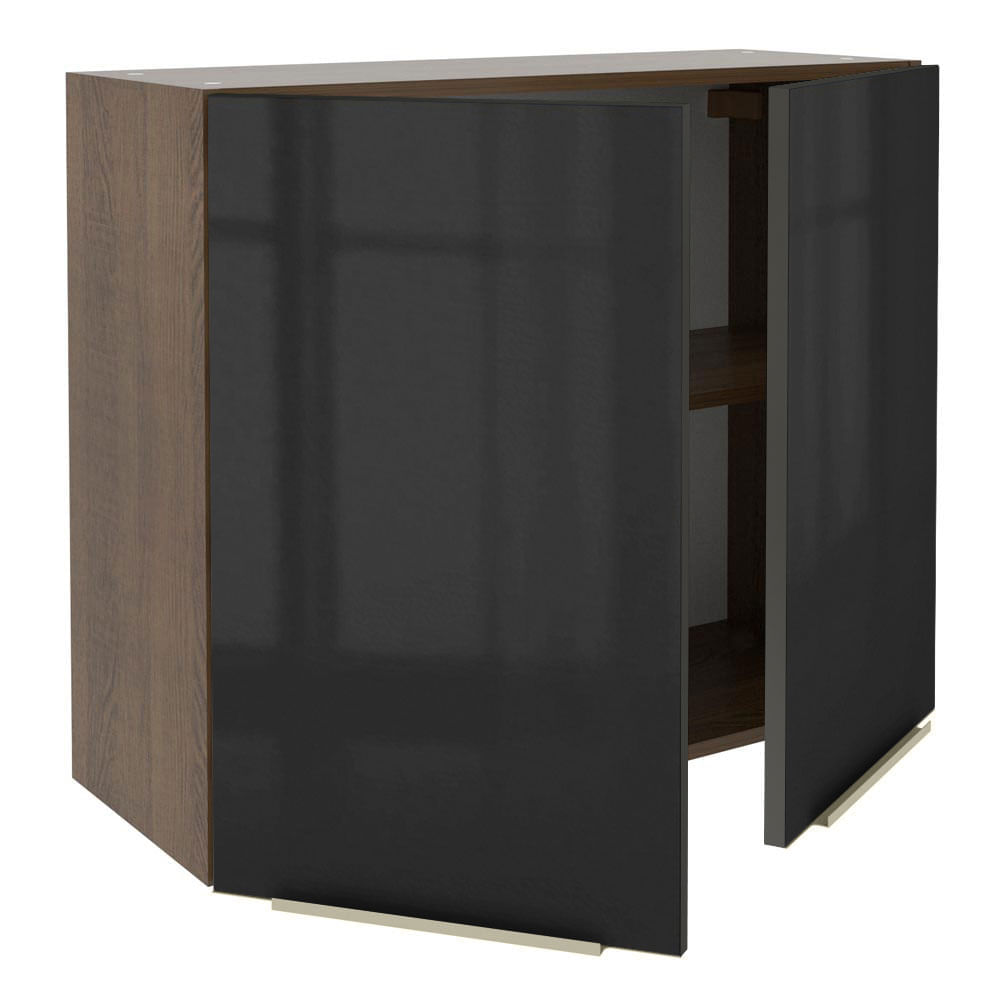 Miniatura Armário Aéreo Madesa Lux 80 cm 2 Portas Rustic/Preto Cor:Rustic/Preto