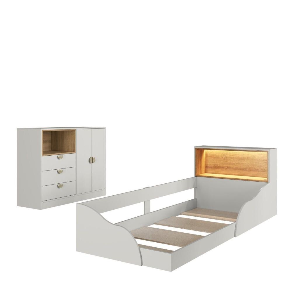 Miniatura Quarto Infantil com Cama Solteiro Montessoriana com Iluminação Led e Comoda Lille Arenas