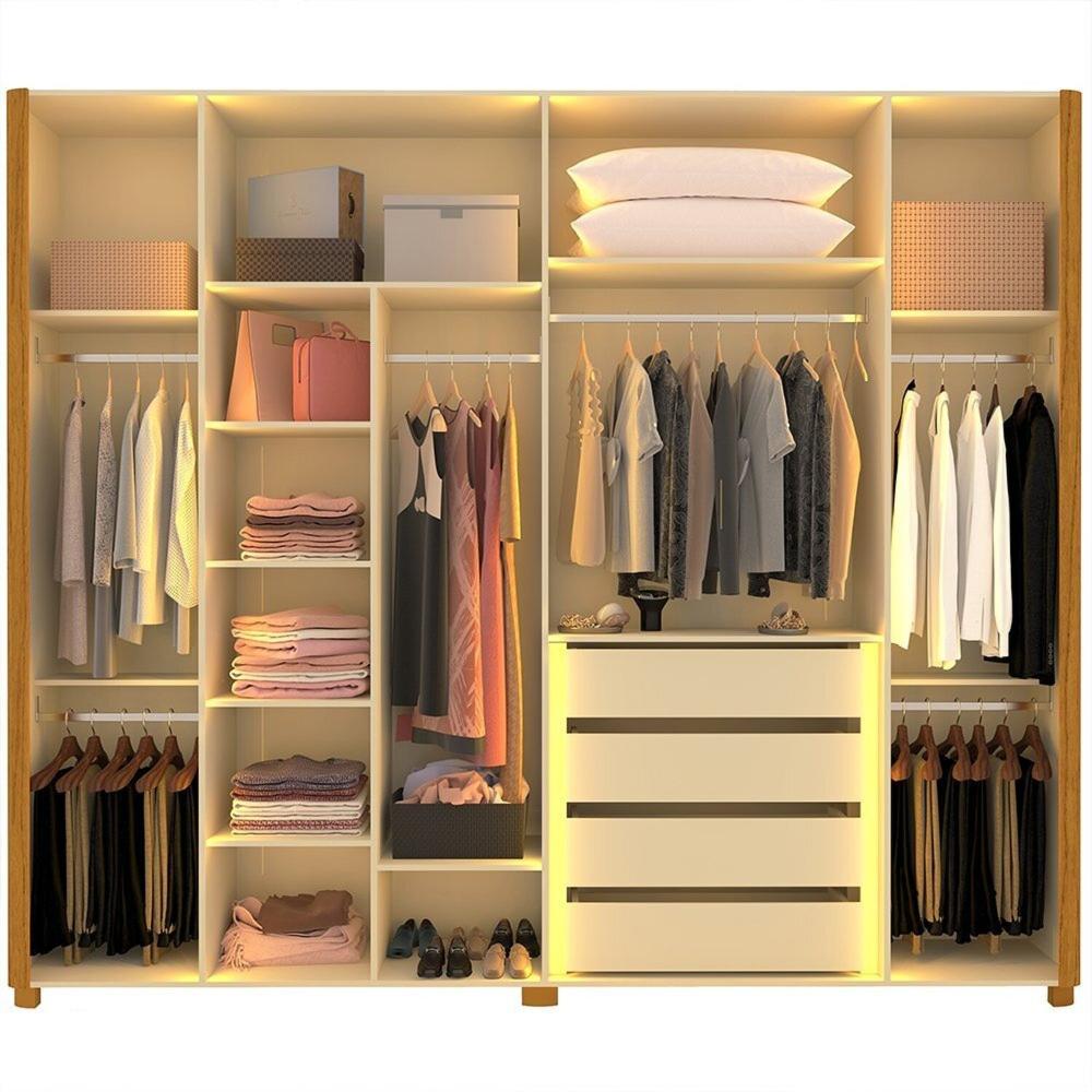 Miniatura Guarda-roupa Casal 6 Portas com Pés Innova Naturale/Off White