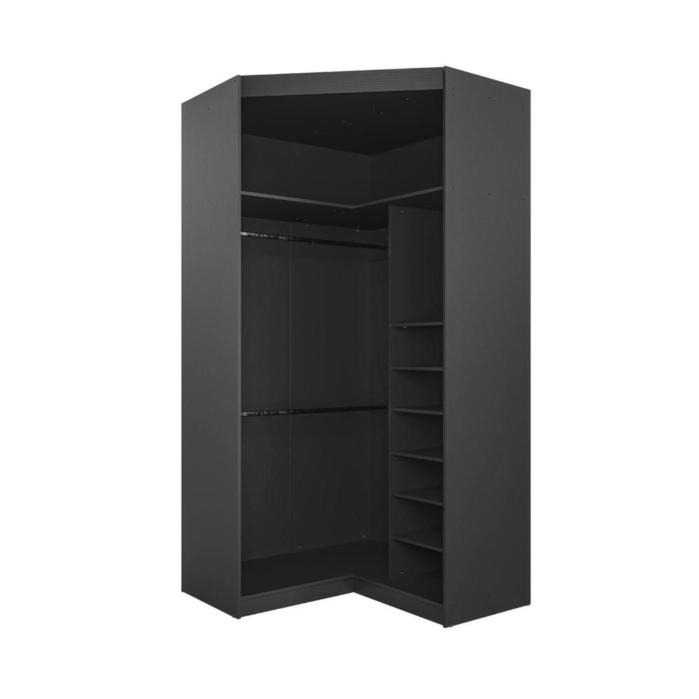 Miniatura Guarda Roupa de Canto Closet Modular 6 Prateleiras Hera CabeCasa MadeiraMadeira Preto