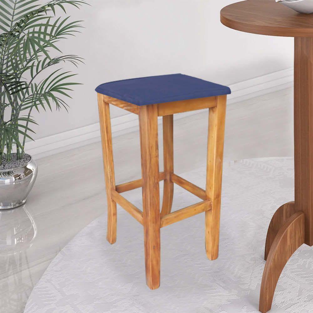 Miniatura Banqueta Alta Cally Gourmet Balcão Bistrô Cozinha Suede Azul Marinho - Ahazzo Móveis