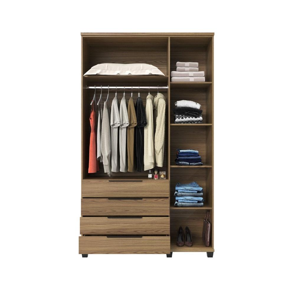 Miniatura Guarda-roupa Solteiro 3 Portas 4 Gavetas 100% Mdf Allen 136,9 Cm Freijó