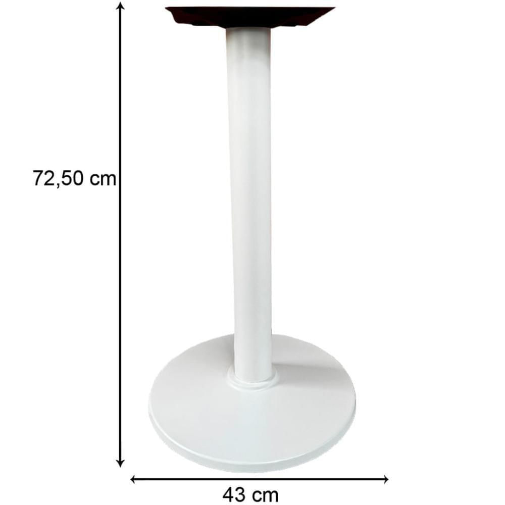 Miniatura Mesa Zeta Ferro Branco 75 Cm (alt) Disco Redondo Tampo Mdp Redondo 70 Cm Larg X 2,5 Cm (alt) Noce Nat