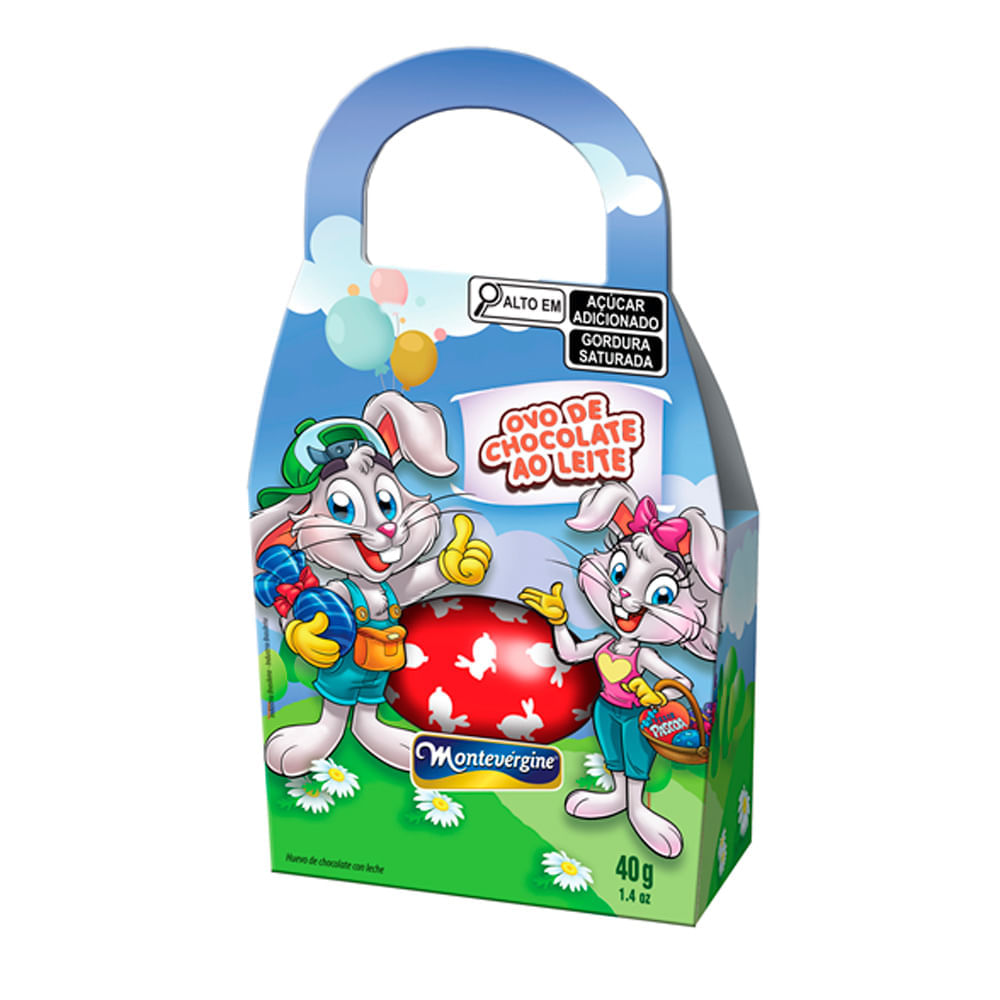 Miniatura Ovo de Páscoa Montevérgine Cestinho do Coelho Embalagens Sortidas 40g