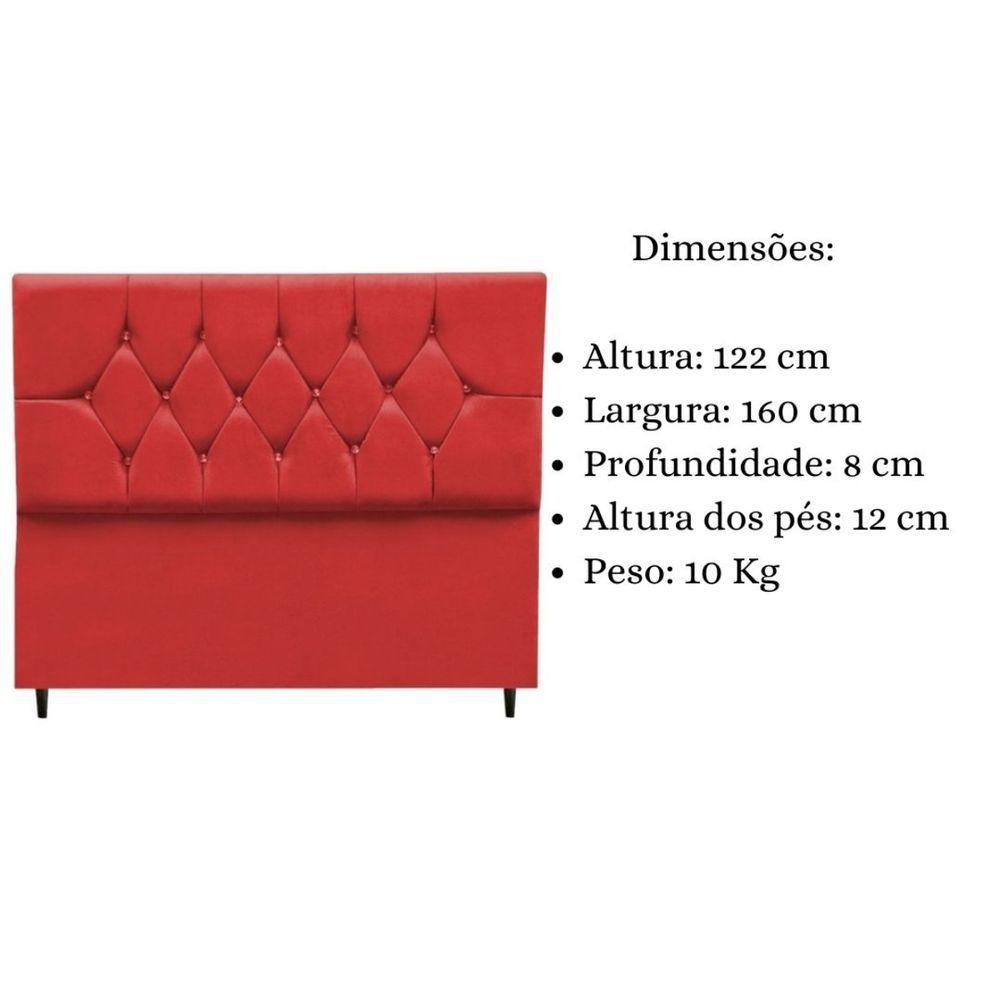 Miniatura Cabeceira Cama Box Casal Queen 160 Cm Geovana Suede Vermelho
