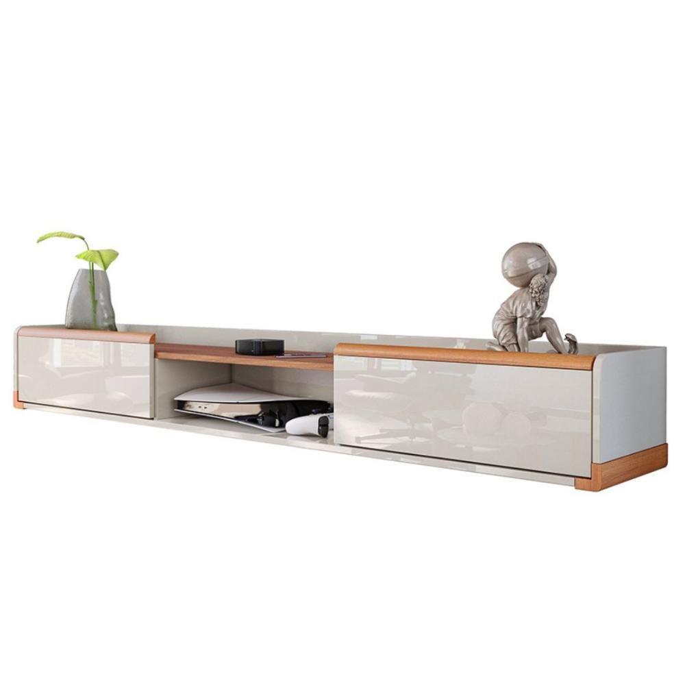 Miniatura Rack Suspenso Atlas 1.80m Sala De Estar-quarto - Lukaliam Móveis - Off White Perolizado-jequitiba