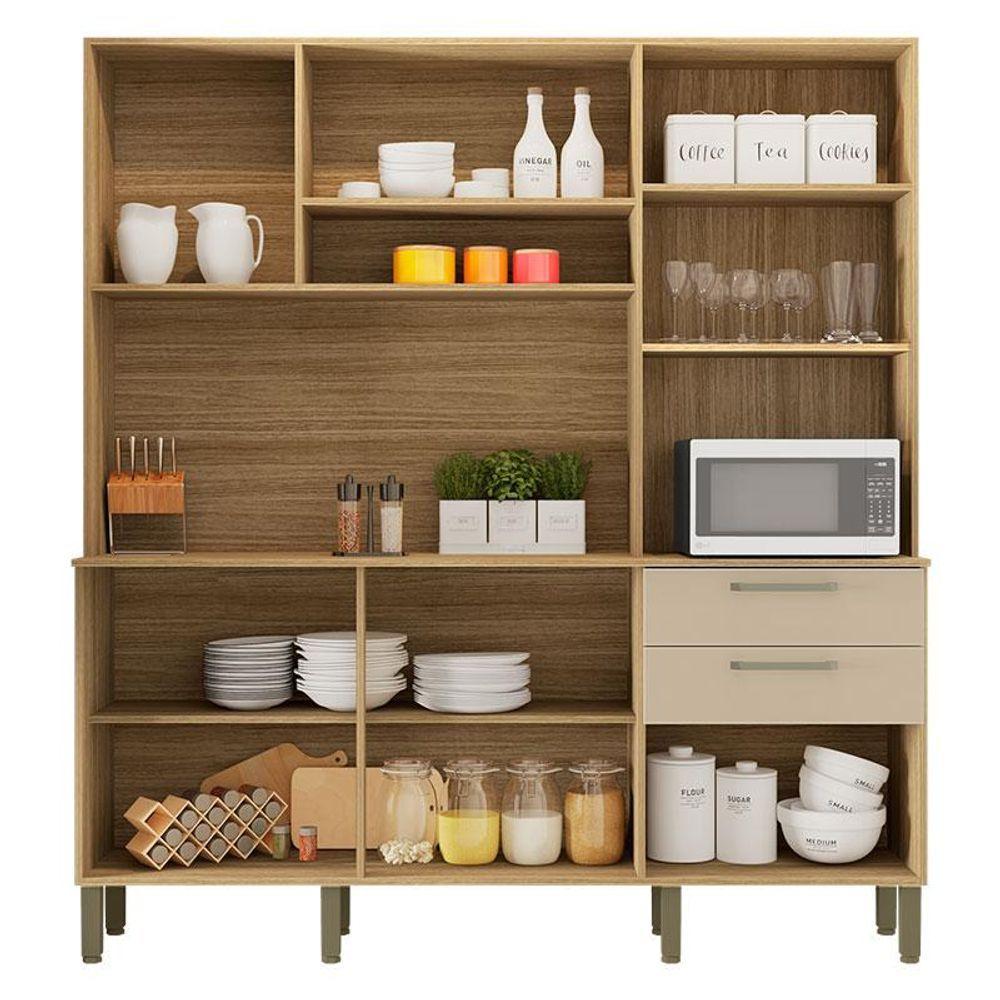 Miniatura Cozinha Ambiente Ferrara 6 Portas E 2 Gavetas Freijó Vanilla - Kits Paraná
