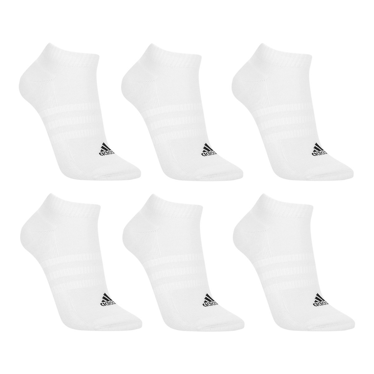 Miniatura Meia Adidas Cano Baixo C/ 6 Pares Branco+Preto - G