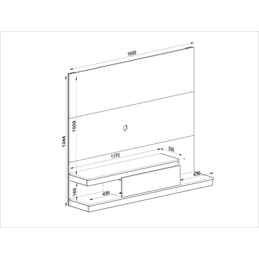 Miniatura Painel para TV até 50 Polegadas 1 Gaveta KD1601 Home Quiditá Preto