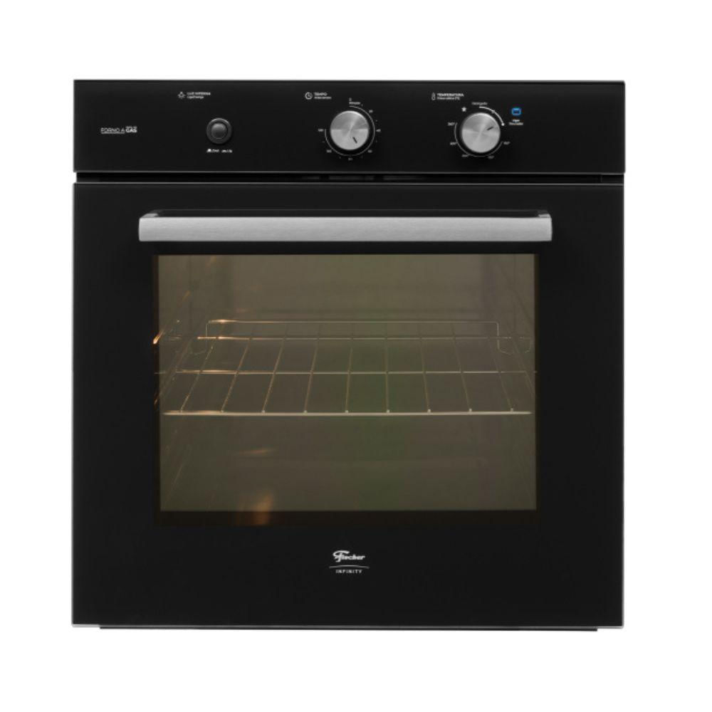 Miniatura Forno a Gás de Embutir Fischer Infinity 78L com Grill Preto - 220V