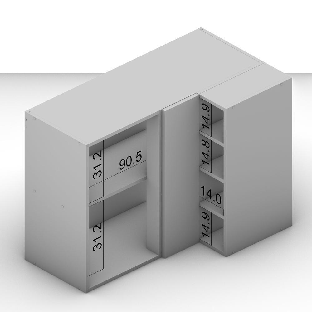 Miniatura Armário Aéreo Canto Cozinha 1 Porta De Vidro Reflecta Menu Fettuccine Kitchen Branco/Cinza