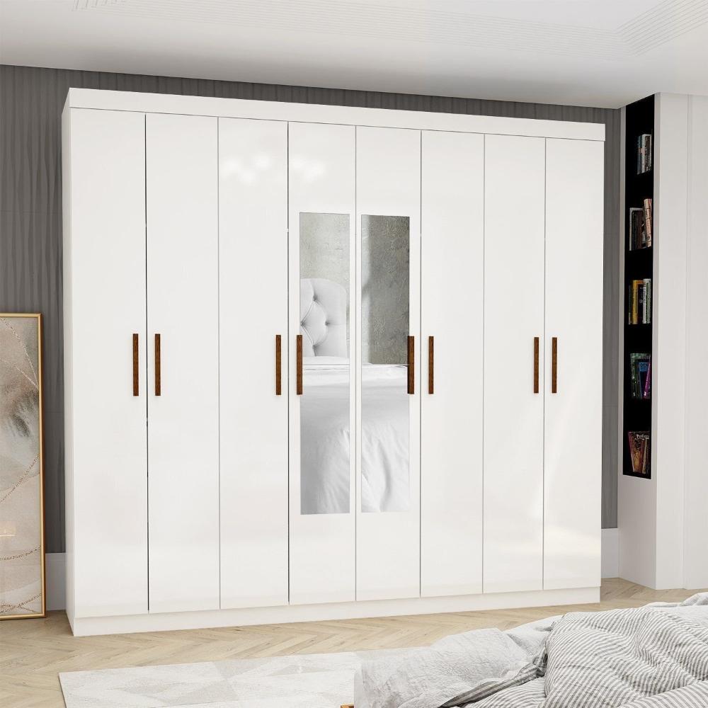 Miniatura Guarda-roupa Stanley 8 Portas 4 gavetas com Espelho Branco