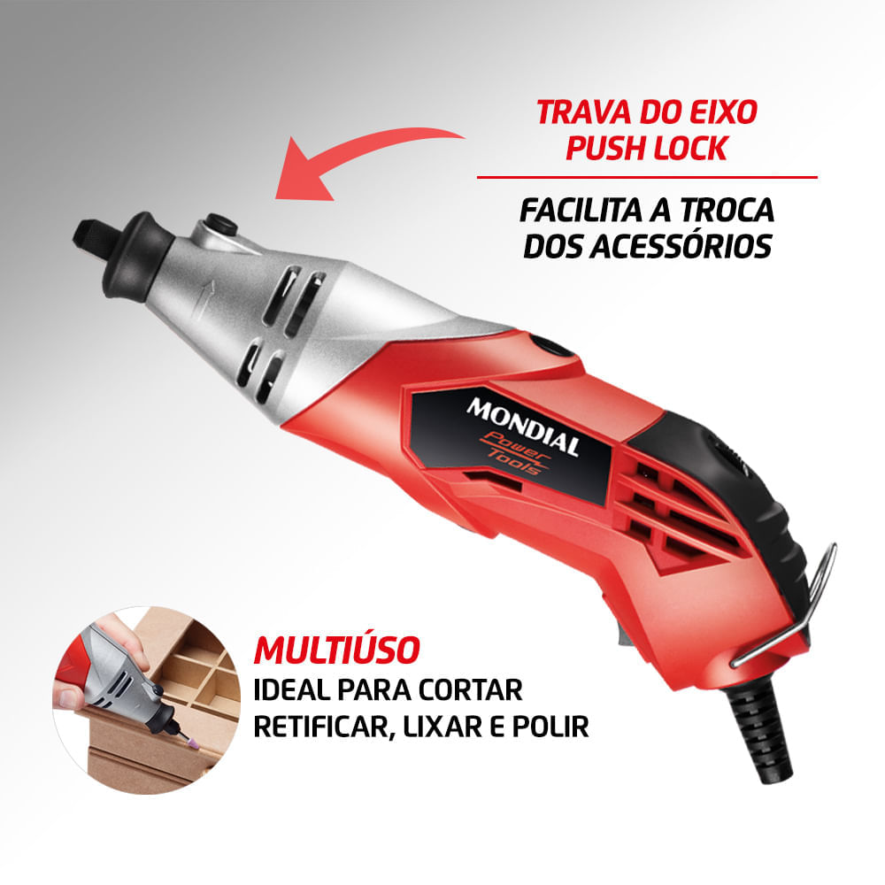 Miniatura Micro Retífica Mondial Power Tools FMR-01 MICRO RETIFICA-127V-VERMELHO