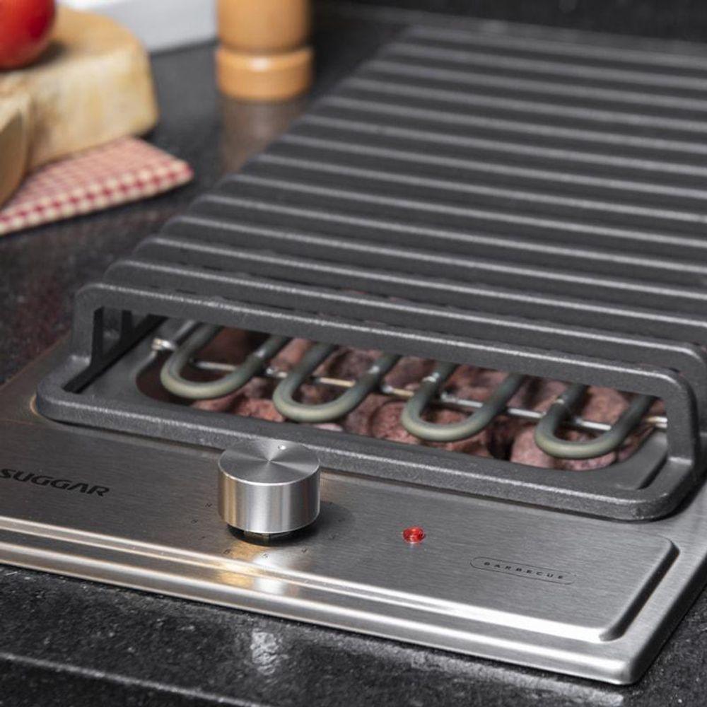 Miniatura Cooktop Elétrico Inox Barbecue Churrasqueira Com Grelha 220V