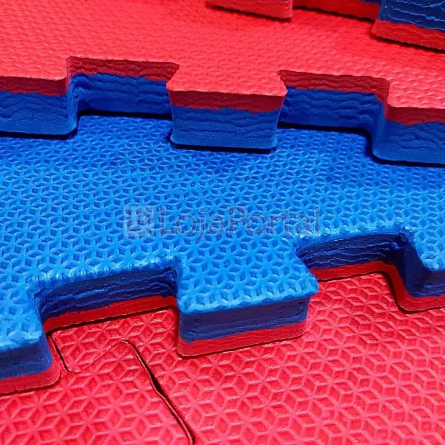 Miniatura Kit Home Tatame Eva 4 Peças Vermelho/Azul 20Mm 100X50 + Bag