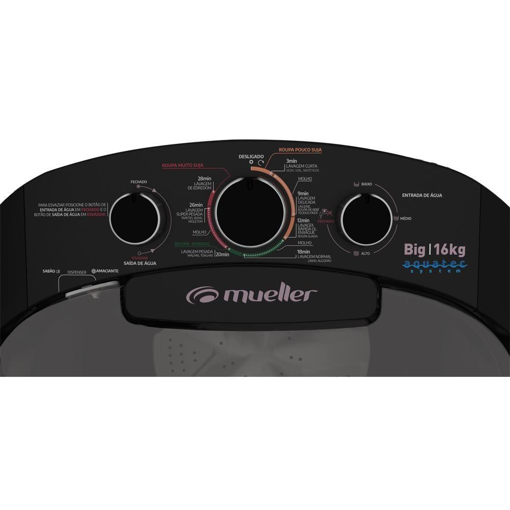 Miniatura Máquina de Lavar Semiautomática 16kg Big Preta 220V Mueller
