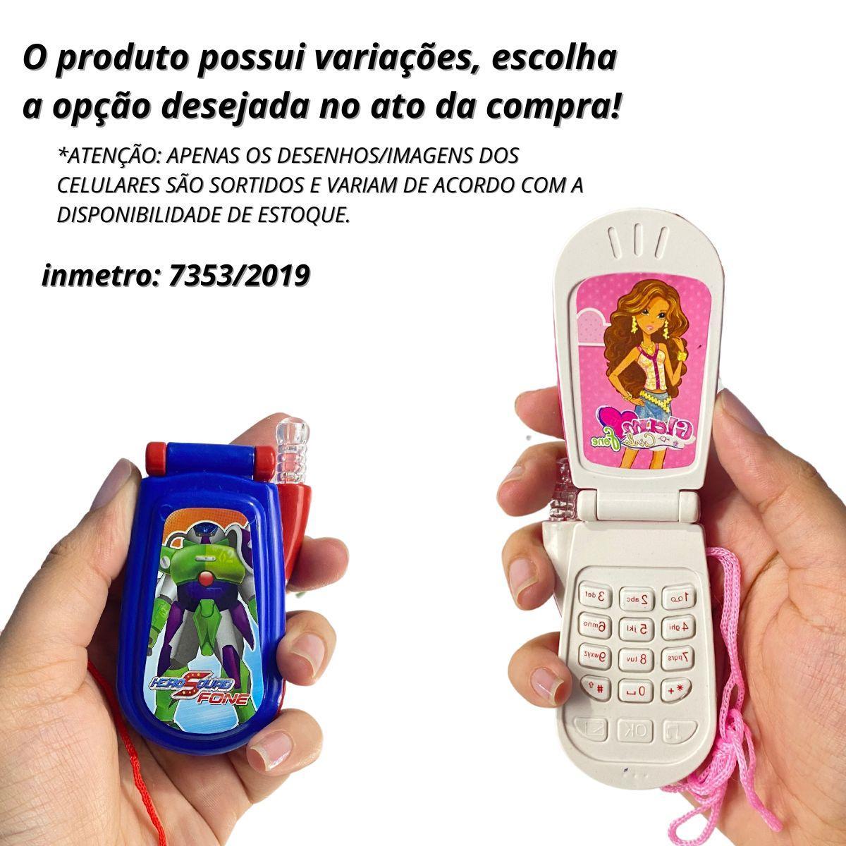 Miniatura Kit 10 Celular De Brinquedo Com Som E Luz Telefone Infantil