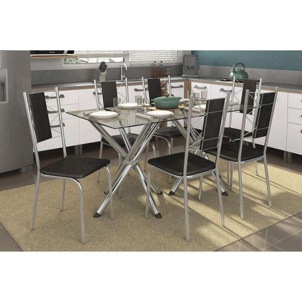 Miniatura Cadeiras De Cozinha Lisboa C076 Kit 6 Un Cromada - Assento Branco 106 - Kappesberg