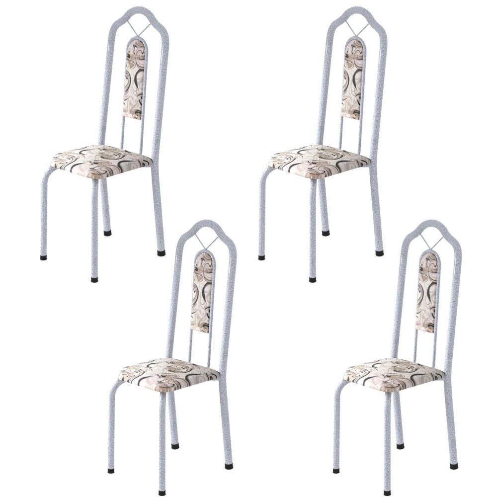Miniatura Kit 4 Cadeiras Tubular Bianca Soma Móveis Martelado Pérola/Arabesco