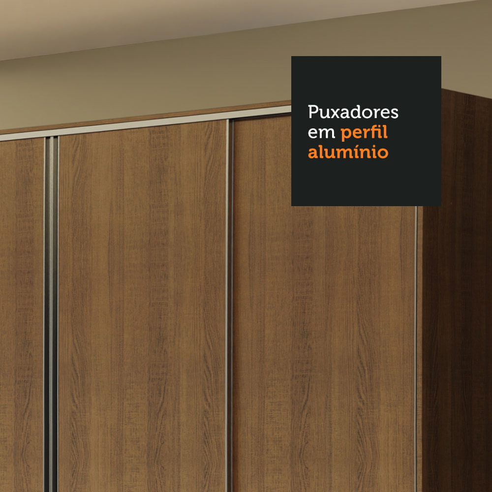 Guarda-Roupa Casal Madesa Apolo 4 Portas de Correr Rustic Cor:Rustic