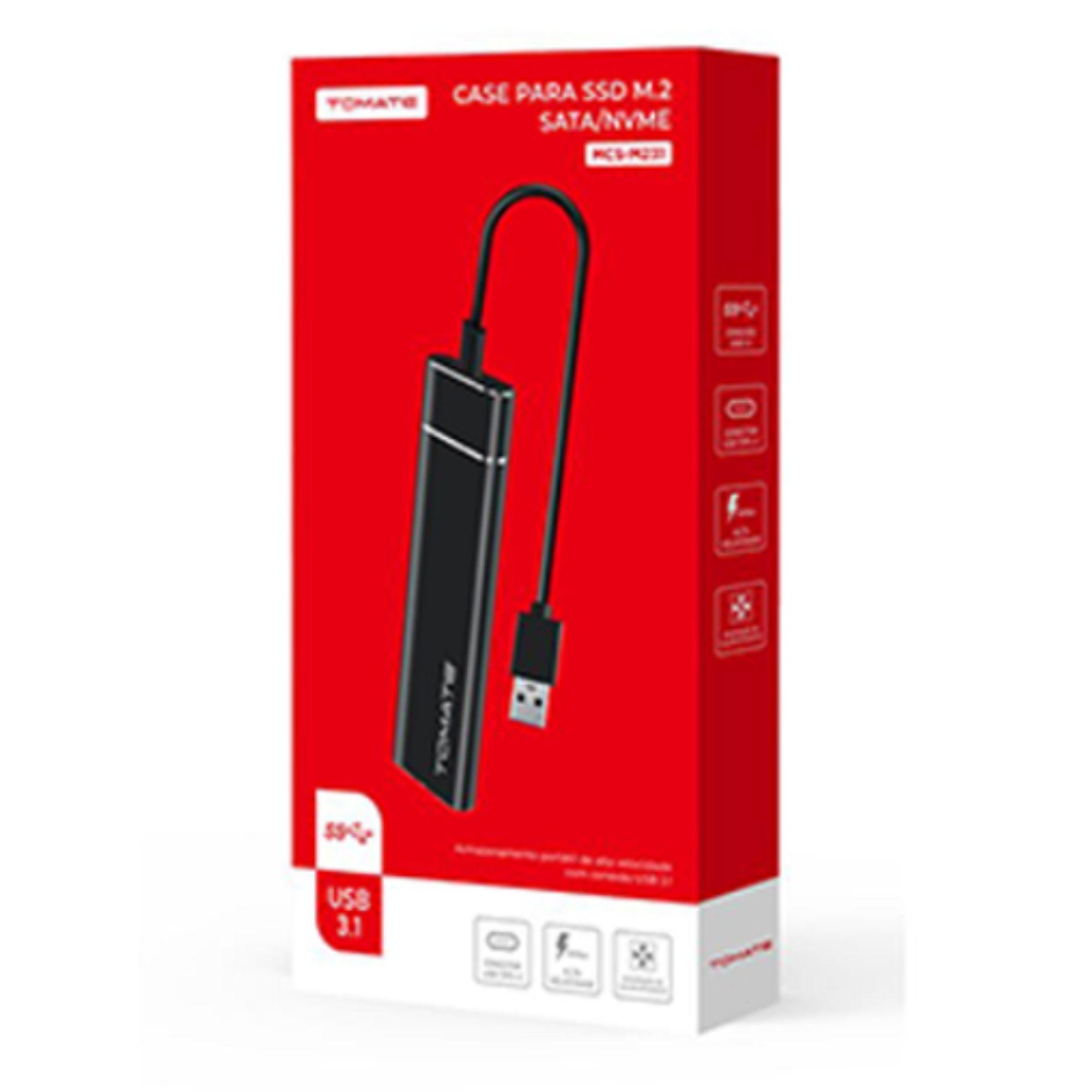 Miniatura Case Para Ssd M2 Sata/Nvme Usb 3.1 Tomate