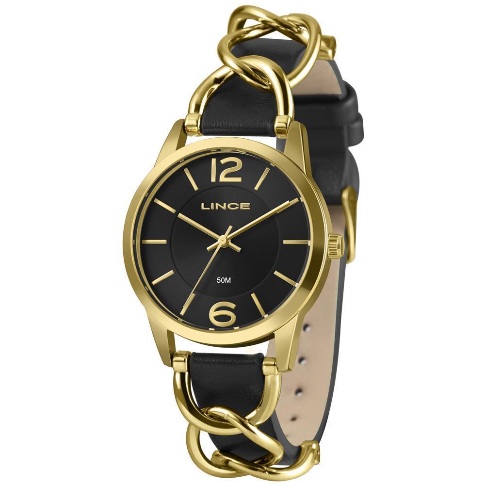 Miniatura Relógio Lince Feminino Preto 38mm Analógico Lrc4777l38