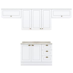 Miniatura Cozinha Completa Henn Americana com 7 Portas, 3 Gavetas e 280 cm de Largura - Branco/Calcare BP