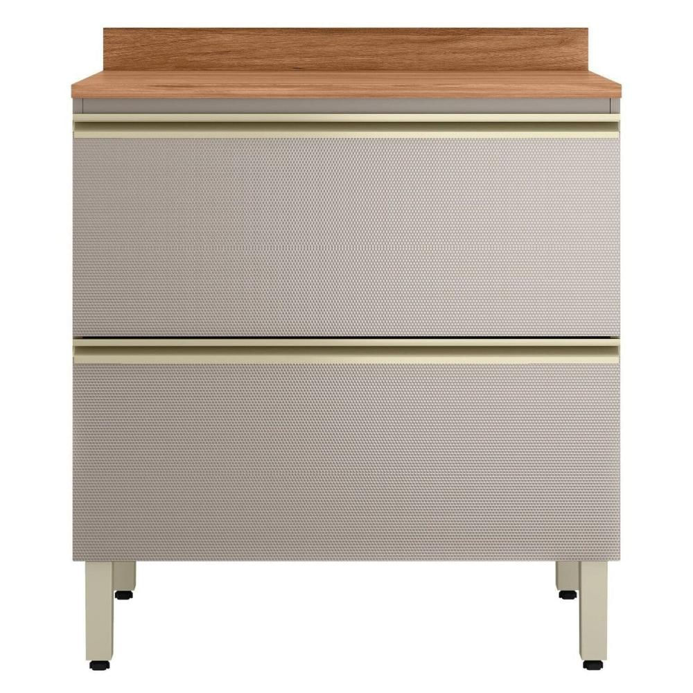 Miniatura Balcão Mdf 1 Porta e 1 Gaveta 80cm com Tampo Proença Nogueira/Nude Prime