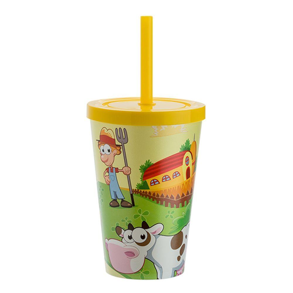 Miniatura Copo Com Canudo Fazendinha - 350ml