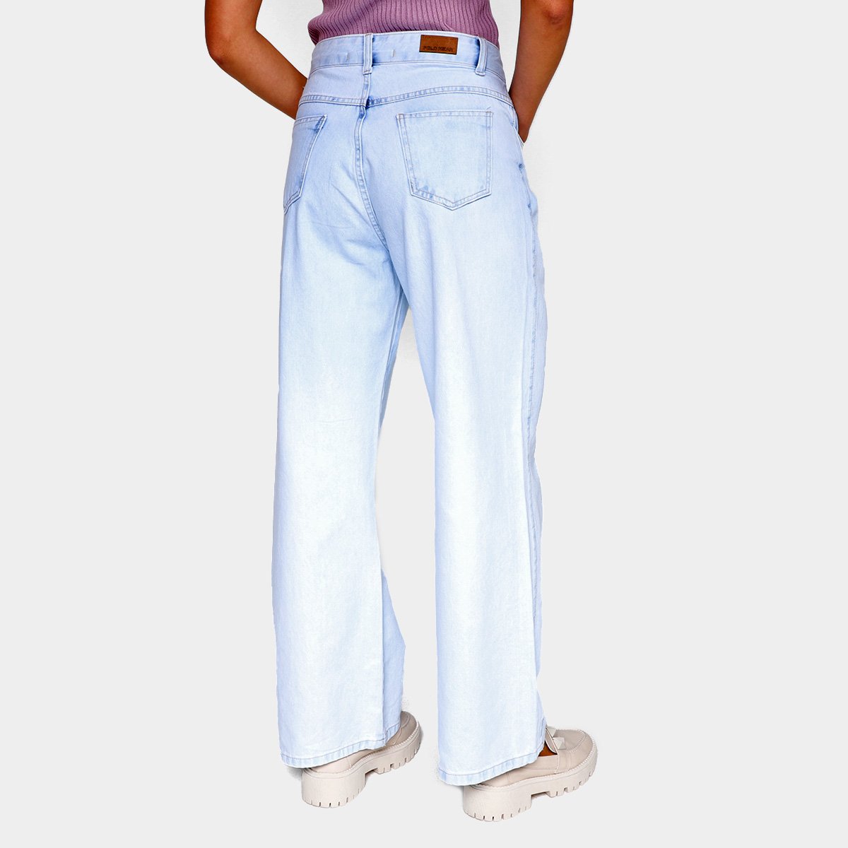 Miniatura Calça Jeans Polo Wear Wide Leg Feminina Azul - 36