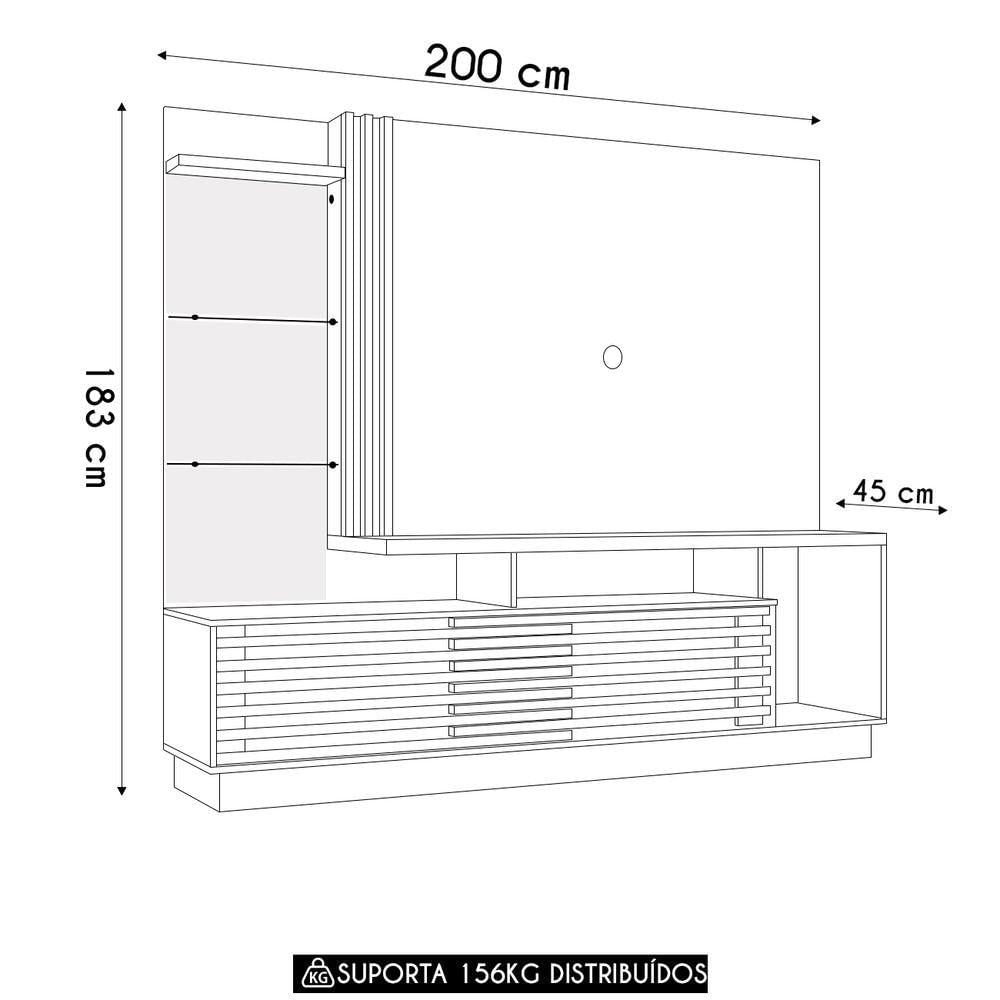 Miniatura Estante Painel Para Tv 60 Pol 200cm Sam Z10 Off Cinamomo Mpozenato