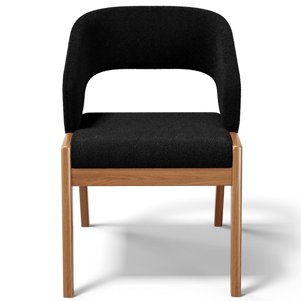 Kit 03 Cadeiras De Jantar E Estar Living Estofada Lince L02 Bouclê Preto