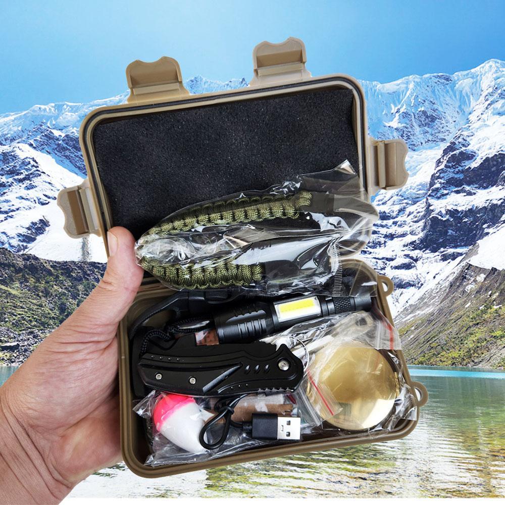 Miniatura Kit De Sobrevivência Emergência Trilha Pesca Camping Bússola