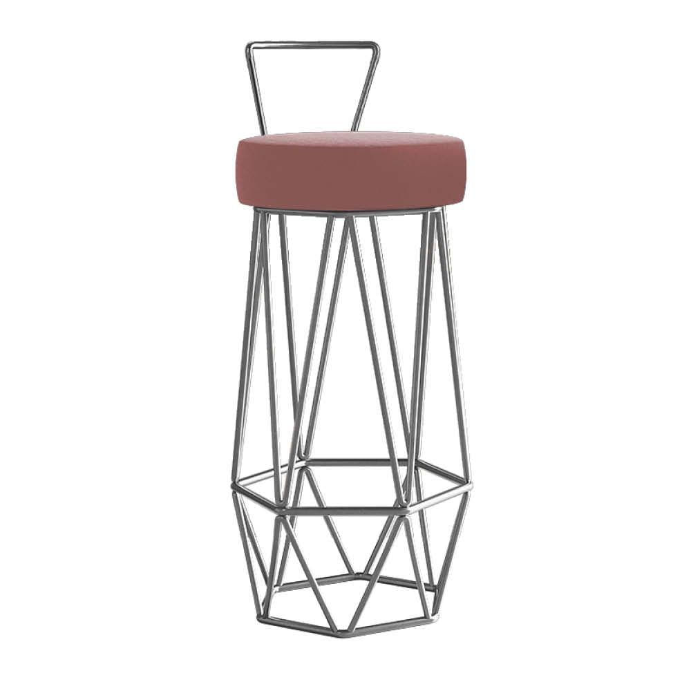 Miniatura Banqueta Com Encosto Botty Hexágono Cozinha Bar Ferro Cinza Suede Rose Gold - Amey Decor
