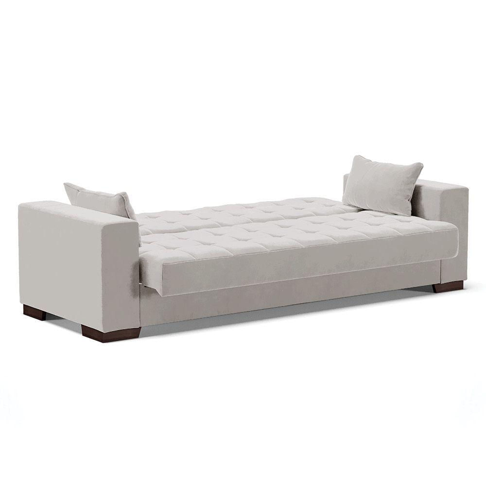 Sofá Cama 02 Lugares Lisboa Veludo - D'Rossi Cor Cinza