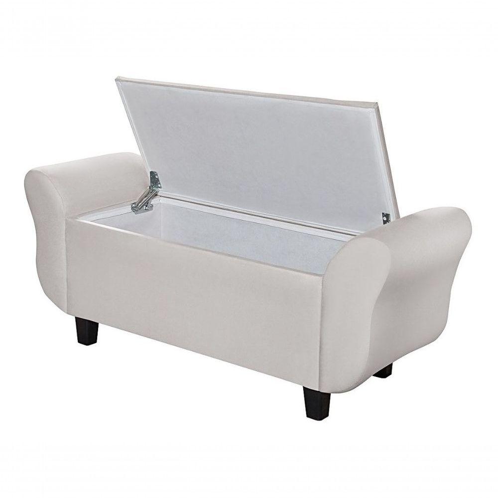 Conjunto Quarto Recamier Baú Cabeceira 140 Cm Bege